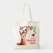 Schattigee Lama Floral Happy Cinco de Mayo Tote Bag (Voorkant)