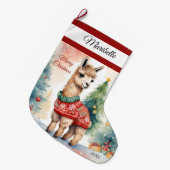 Schattigee lama gepersonaliseerde grote kerstkous grote kerstsok (Voorkant (Hangend))