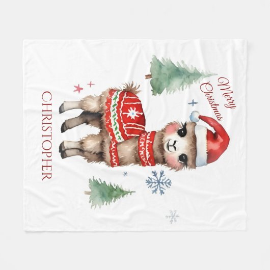 Schattigee lama gepersonaliseerde kerst fleece deken (Voorkant (Horizontaal))