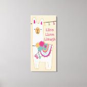 Schattigee lama met aangepaste achtergrondkleur canvas afdruk (Voorkant)