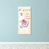 Schattigee lama met aangepaste achtergrondkleur canvas afdruk (Insitu (Houten vloer))