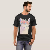 Schattigee lama met bloemenkroon pastel ontwerp t-shirt (Voorkant volledig)
