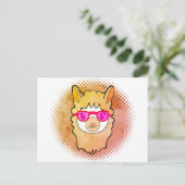 Schattigee lama met glastekening briefkaart (Staand voorkant)