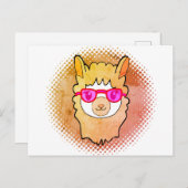 Schattigee lama met glastekening briefkaart (Voorkant / Achterkant)
