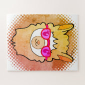 Schattigee lama met glastekening legpuzzel (Horizontaal)