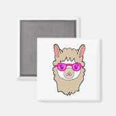 Schattigee lama met glastekening magneet (Voorkant / Achterkant)