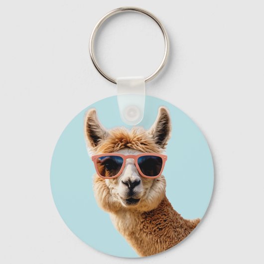 Schattigee lama met zonnebril op sleutelhanger (Voorkant)