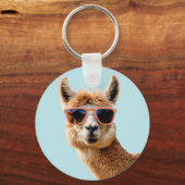 Schattigee lama met zonnebril op sleutelhanger (Voorkant)