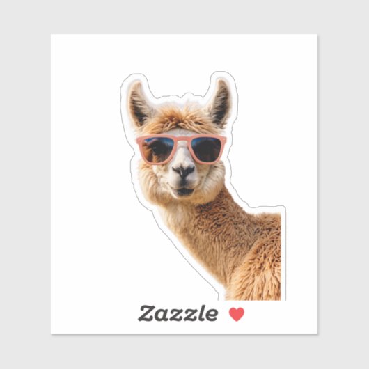Schattigee lama met zonnebril op sticker (Vel)