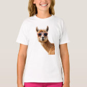 Schattigee lama met zonnebril op t-shirt (Voorkant)