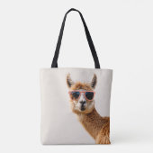 Schattigee lama met zonnebril op tote bag (Achterkant)