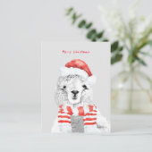 Schattigee lama ooit minimalistisch kerstfeest briefkaart (Staand voorkant)
