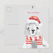 Schattigee lama ooit minimalistisch kerstfeest briefkaart (Voorkant / Achterkant)