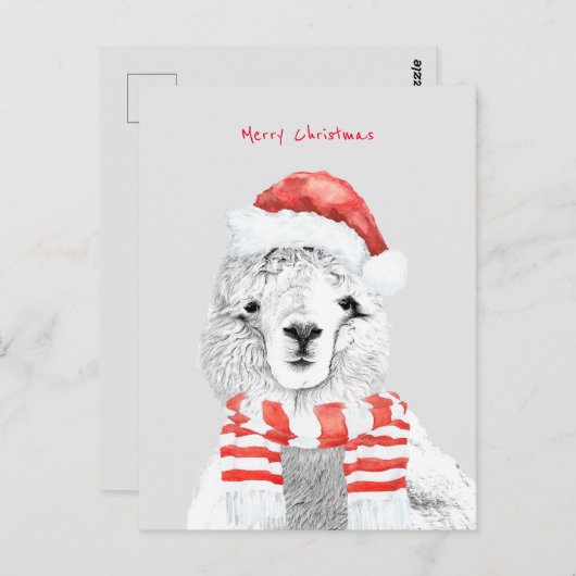 Schattigee lama ooit minimalistisch kerstfeest briefkaart (Voorkant / Achterkant)