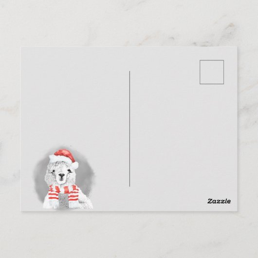 Schattigee lama ooit minimalistisch kerstfeest briefkaart (Achterkant)