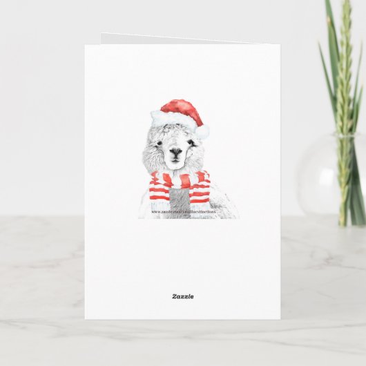 Schattigee lama ooit minimalistisch kerstfeest kaart (Achterkant)