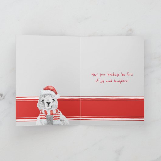Schattigee lama ooit minimalistisch kerstfeest kaart (Binnen)