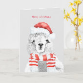 Schattigee lama ooit minimalistisch kerstfeest kaart (Gele Bloem)