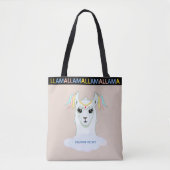 Schattigee lama op beige Canvas tas (Voorkant)