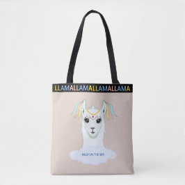 Schattigee lama op beige Canvas tas