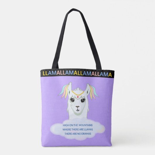 Schattigee lama op lavendelblauwe Canvas tas (Achterkant)