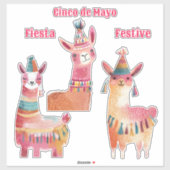 Schattigee Lama Waterverf Cinco de Mayo Sticker (Vel)