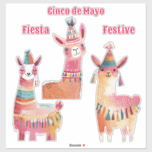 Schattigee Lama Waterverf Cinco de Mayo Sticker
