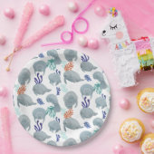 Schattigee lamantijnen met bubbelpatroon - wit papieren bordje (Feest)