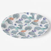 Schattigee lamantijnen met bubbelpatroon - wit papieren bordje (Gekanteld)