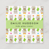 Schattigee lama's, Kinder Play Center, Activity Ce Vierkante Visitekaartje (Voorkant)