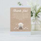 Schattigee Lamb Blue Kraft Baby Boy Shower Dank u Bedankkaart (Staand voorkant)