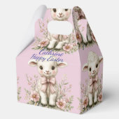 Schattigee Lamb Pink Ribbon Spring Flowers Bedankdoosjes (Voorkant)
