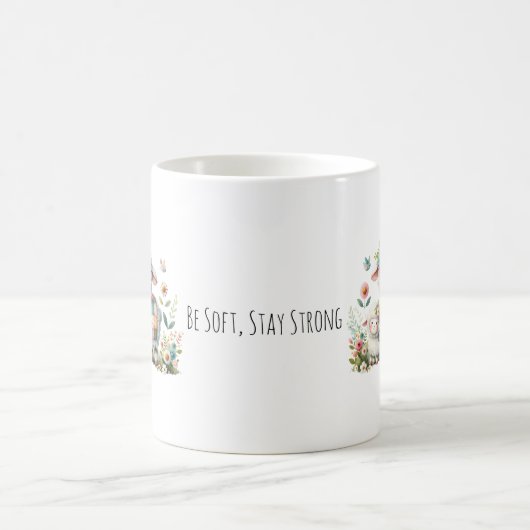 Schattigee lammeren met bloemen en patchwork accen koffiemok (Center)