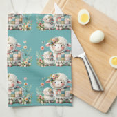 Schattigee lammeren met bloemen en patchwork accen theedoek (Quarter Fold)