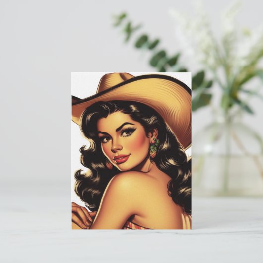 Schattigee land-pin-up briefkaart (Staand voorkant)