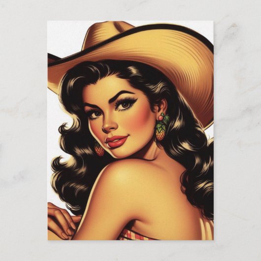 Schattigee land-pin-up briefkaart (Voorkant)