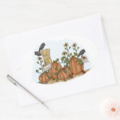 Schattigee land pompoenen en kraaien Herfst Illust Ovale Sticker (Envelop)