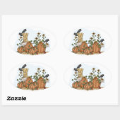 Schattigee land pompoenen en kraaien Herfst Illust Ovale Sticker (Vel)
