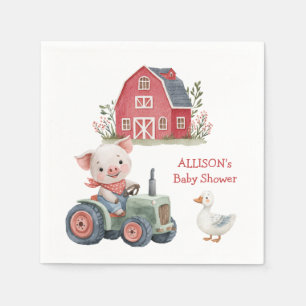 Schattigee landbouwhuisdieren Baby shower van vark Servet