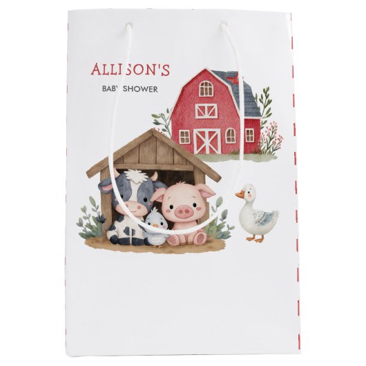 Schattigee landbouwhuisdieren Baby shower voor de  Medium Cadeauzakje (Voorkant)