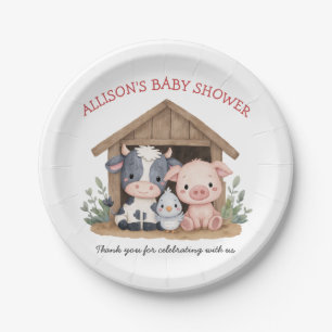 Schattigee landbouwhuisdieren Baby shower voor de Papieren Bordje
