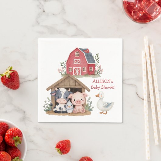 Schattigee landbouwhuisdieren Baby shower voor de  Servet (Insitu)