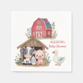 Schattigee landbouwhuisdieren Baby shower voor de  Servet (Voorkant)