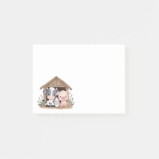 Schattigee landbouwhuisdieren Koe van varkens Post-it® Notes (Voorkant)