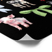 Schattigee landbouwhuisdieren Koe Varkenskip Coque Poster (Hoek)