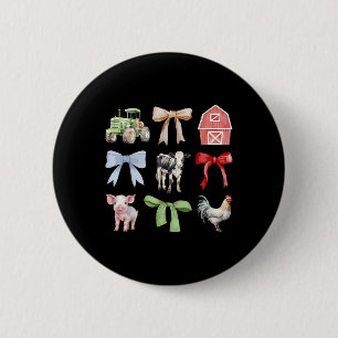 Schattigee landbouwhuisdieren Koe Varkenskip Coque Ronde Button 5,7 Cm