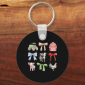 Schattigee landbouwhuisdieren Koe Varkenskip Coque Sleutelhanger (Voorkant)