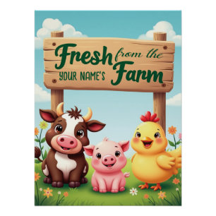 Schattigee landbouwhuisdieren onder Boerderij Perfect Poster