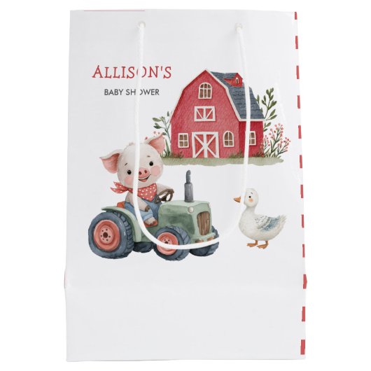 Schattigee landbouwhuisdieren Varkenshouderij Baby Medium Cadeauzakje (Achterkant)