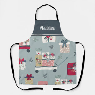 Schattigee landelijke kerststijl gepersonaliseerd schort